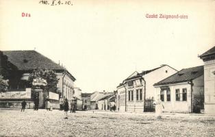 Dés, Dej; Czakó Zsigmond utca, Bernáth József és fia üzlete, Étterem, bor és sörcsarnok a Nagy Fához / street, shop, restaurant (EK)