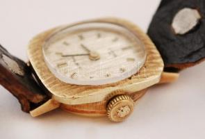 Arany (Au) 14 K Anker női karóra, jelzett, bőr szíjjal, müködik,  bruttó:12 g