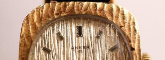 Arany (Au) 14 K Anker női karóra, jelzett, bőr szíjjal, müködik,  bruttó:12 g