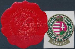 Királyi Magyar Egyetemi Nyomda pecsétbélyeg + Országos Erdészeti Egyesület öntapadós bélyeg