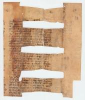 cca 1300-1400 Könyvkötés során felhasznált kódexlap töredéke, bestiáriumból származó, közelebbről az...