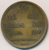 Franciaország ~1900. "V. Lajos" peremén jelzett Br emlékérem "Francia Királyok soroza...