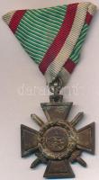 1942. Tűzkereszt I. fokozata oxidált hadifém kitüntetés mellszalaggal T:2, Hungary 1942. Fire Cross 1st class war metal decoration with ribbon C:XF NMK 443.