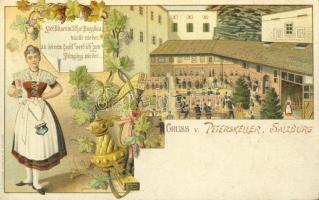 1897 Salzburg Peterskeller Beer garden Litho (EB)