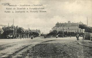 Temesvár, Timisoara; Józsefváros, Küttel- és József tér, Hunyadi utca / street