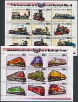 Mozdonyok felülnyomott kisívsor, Locomotives overprinted mini sheet set