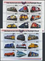 Locomotives overprinted mini sheet set Mozdonyok felülnyomott kisívsor