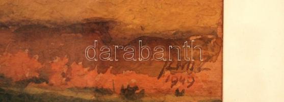 Szini Zoltán (?-?): Tájkép. Akvarell, papír, jelzett, üvegezett keretben, 17×31 cm