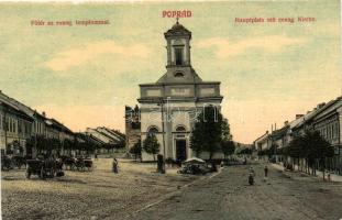 Poprád, Főtér, evangélikus templom, Hauptplatz mit evang. Kirche / main square, evangelist church