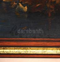 Péntek Éva (?-):Folyópart. Olaj, farost, jelzett, keretben,  40×60 cm