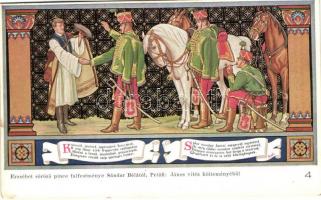 Budapest V. Erzsébet Királyné Szálló étterem és söröző pince, Sándor Béla falfestménye Petőfi János ...