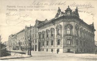 Pozsony, Pressburg, Bratislava; Baross út, Osztrák-Magyar bank / street, bank