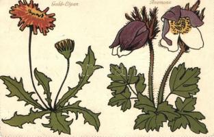 7 db RÉGI dombornyomott és litho virág lapok; vegyes minőség / 7 old embossed and litho flowers, mix...