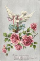 7 db RÉGI dombornyomott és litho virág lapok; vegyes minőség / 7 old embossed and litho flowers, mix...