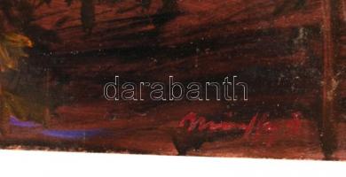 Márffy jelzéssel: Éjszakai fenyves. Olaj, farost, 42×77 cm