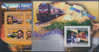 Pan-African railway network minisheet  + block, Pán-afrikai vasúti hálózat kisív + blokk