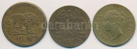 Német Birodalom DN 3db klf Cu játékpénz T:2,2- German Empire ND 3pcs of diff Cu gaming tokens C:XF,VF