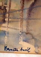 Bernáth jelzéssel: Kikötő. Akvarell, papír, üvegezett keretben, 35×51 cm