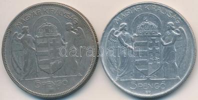 1930. 5P Ag "Horthy jobbra" + 1943. 5P Al "Horthy Miklós születésének 45. évfordulója...