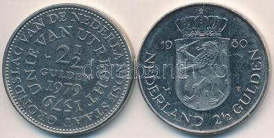 Hollandia 1979. 2 1/2G Ni + 1980. 2 1/2G Ni T:2 Netherland 1979. 2 1/2 Gulden Ni + 1980. 2 1/2 Gulden C:XF Krause KM#197, KM#201