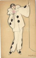Italian art postcard, clown, Ballerini & Fratini 167. s: Chiostri (EK)