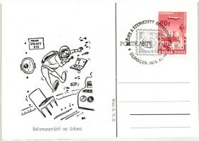 25 db MODERN gúnyos-humoros grafikai lap a bélyeggyűjtőkről, 1975 "50 éves a szervezett bélyegg...