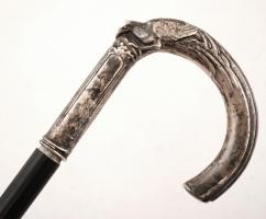 Madármotívumos ezüst (Ag.) fejes ébenfa sétapálca, jelzett, kis sérüléssel, h: 91 cm /

Walking st...