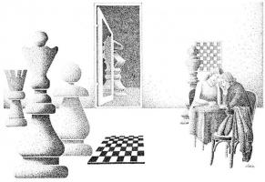 Variaties op het thema schaken, Loek Bosman / 22 db MODERN Loek Bosman grafikai sakk motívumlap / 22...