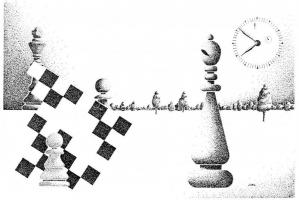 Variaties op het thema schaken, Loek Bosman / 8 db MODERN Loek Bosman grafikai sakk motívumlap / 8 m...