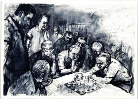 27 db MODERN sakk művész motívumlap / 27 modern chess art postcards