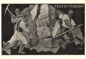 1920 Vesszen Trianon! kiadja Magyar Nemzeti Szövetség / Irredenta, folklore s: Zsolt (EK)