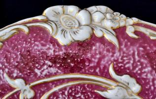 Szecessziós falitányér, kézzel festett, jelzés nélkül, kopott, d:32 cm