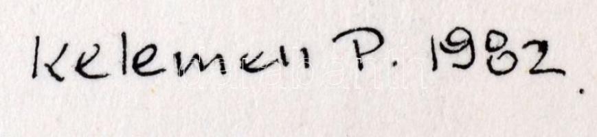 Kelemen jelzéssel: Emberlétra. Tus, papír, jelzett, foltos, 43x30 cm