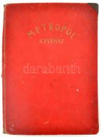 Az egykori Metropol Kávéház étlaptartója. Megviselt állapotban. Benne Kökény Károly "Műszaki útmutatója" fémiparosok számára. Állítható táblázatok, számítások, hasznos gyakorlati adatok és tudnivalók. Jó állapotban.