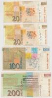 Szlovénia 1992-2004. 20T (2x) + 100T + 200T (3x) T:III 
Slovenia 1992-2004. 20 Tolarjev (2x) + 100 ...
