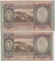 1943. 1000P vágási hiba, nagyobb méretű mint az átlag bankjegyek (188x106mm) + támpéldány, papírránc...