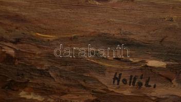 Holló jelzéssel: Erdőszél. Olaj, karton, keretben,  23×33 cm