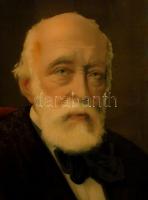 cca 1890 Kossuth Lajos időskori portréja, színes fotolitográfia, díszes, üvegezett, sérült fa keretb...