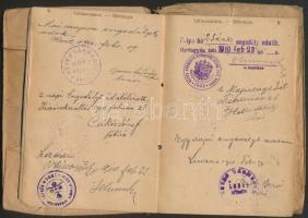 1911 Házalókönyv, sok bejegyzéssel, bélyegzővel, okmánybélyeggel (2 korona), elvált gerinccel, pp.:4...