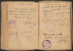 1911 Házalókönyv, sok bejegyzéssel, bélyegzővel, okmánybélyeggel (2 korona), elvált gerinccel, pp.:4...
