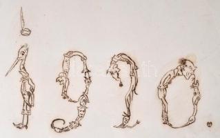 Meiner Pia von der Alten. 1920. - szép bőrkötésű könyv.
A könyv 133 darab groteszk grafikákat, kari...