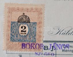 1907 Díszes paprika számla 2f okmánybélyeggel