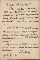 1915 Magyar katonatisztek porvédő szemüvegben, fotólap, hátulján levéllel, 9×13,5 cm