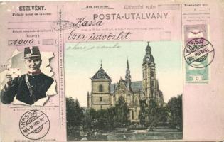 Kassa, Kosice; Dóm, Posta-utalvány, postás, kiadja Breitner Mór / cathedral, postman (EK)