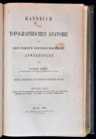 Joseph Hyrtl: Handbuch der Topographischen Anatomie, und Ihrer Praktisch Medicinisch-Chirurgischen Anwendungen. I-II. Második, javított és jelentősen átdolgozott kiadás. Bécs, 1853, Wilhelm Braumüller. Kiadói egészvászon, I. XIV+466. p., II. X+410 p. A borítója megviselt, kopott, sérült. Néhány lap foltos. Egy ív kijár a könyvből. (3-14 p.)  Joseph Hyrtl (1810-1894) kismartoni születésű német orvosdoktor, anatómia professzor anatómia kézikönyve. Orvostörténeti érdekesség! / Joseph Hyrtl (1810-1894) was born at Kismarton, (now Eisenstadt, Austria) in Hungary. He was a german doctor, and professor of anatomy. Handbook of Topographic Anatomy.  Curiosity of Medical History.