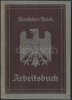 1936 Német Birodalmi Munkakönyv, Deutsches Reich Arbeitsbuch, sok bejegyzéssel, szép állapotban, pp.:32, 15x11cm