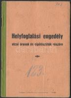 1945 Helyfoglalási engedély, Budapest székesfőváros VIII. ker. elöljárója, pp.:12, 14x10cm