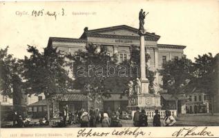 Győr, Széchenyi tér, Győri Lloyd, piac, Szentháromság szobor, kiadja Röszler Károly