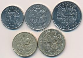 Izland 2003. 1Kr Ni-acél + 1992. 5Kr Cu-Ni + 1996. 10Kr Ni-acél + 1987. 50Kr Ni-sárgaréz + 2004. 100...