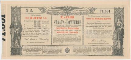 Ausztria / Bécs 1879. "Sorsjegy állam-sorsjátékra a közös hadsereg mozgósított tartalékosai s a...